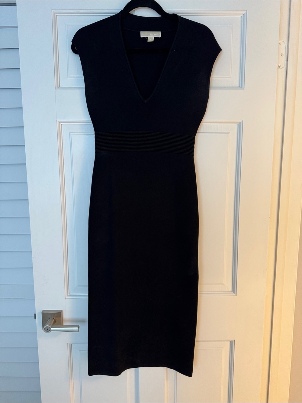 MICHAEL Michael Kors Black V-Neck Midi Dress